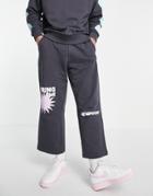 Asos Design Matching Oversized Sweatpants With Multi Placement Print In Black