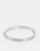 Asos Design Stainless Steel Bangle With Hinge Design In Silver Tone
