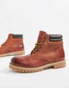 Jack & Jones Leather Lace Up Boots-brown