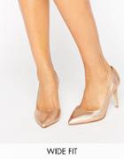 Faith Wide Fit Cliff Rose Gold Metallic Cut Out Pumps - Gold