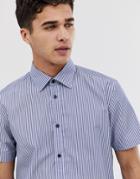 Esprit Regular Fit Short Sleeve Shirt In Stripe - Blue