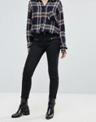Ichi Skinny Jean With Zip Detail - Black
