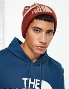 The North Face Retro Pom Beanie In Burgundy-red