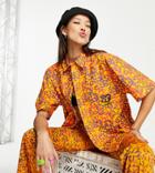 Collusion Poplin Shirt In Abstract Floral Print - Part Of A Set-multi