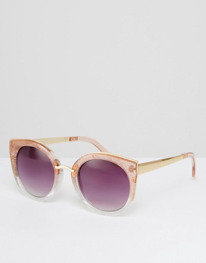 Asos Kitten Sunglasses With Metal Sandwich Detail & Nose Bridge - Multi