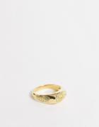 Asos Design Pinky Ring With Emboss In Gold