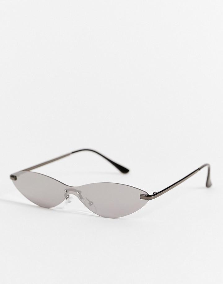 Public Desire Y2k Cat Eye Sunglasses In Metallic Silver