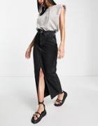 Asos Design Organic Denim '90's' Maxi Skirt In Washed Black