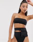 Asos Design Double Pocket Swim Waist Belt In Black