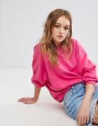 Pull & Bear Sweat With Zip Detail - Pink