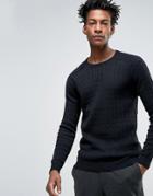 Selected Cable Knitted Sweater - Black