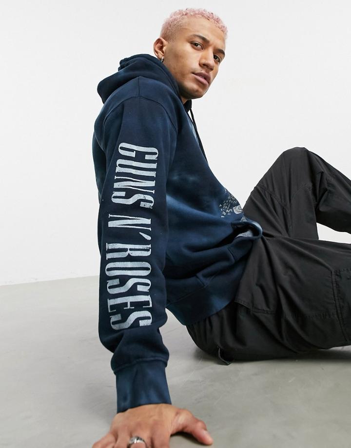 Pull & Bear Join Life Guns'n'roses Hoodie In Blue Tie Dye-multi