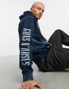 Pull & Bear Join Life Guns'n'roses Hoodie In Blue Tie Dye-multi