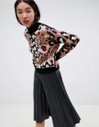 Asos Design Leopard Sleeve Sweater-multi