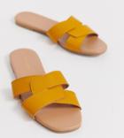 New Look Cross Strap Flat Slider Sandal In Dark Yellow - Yellow