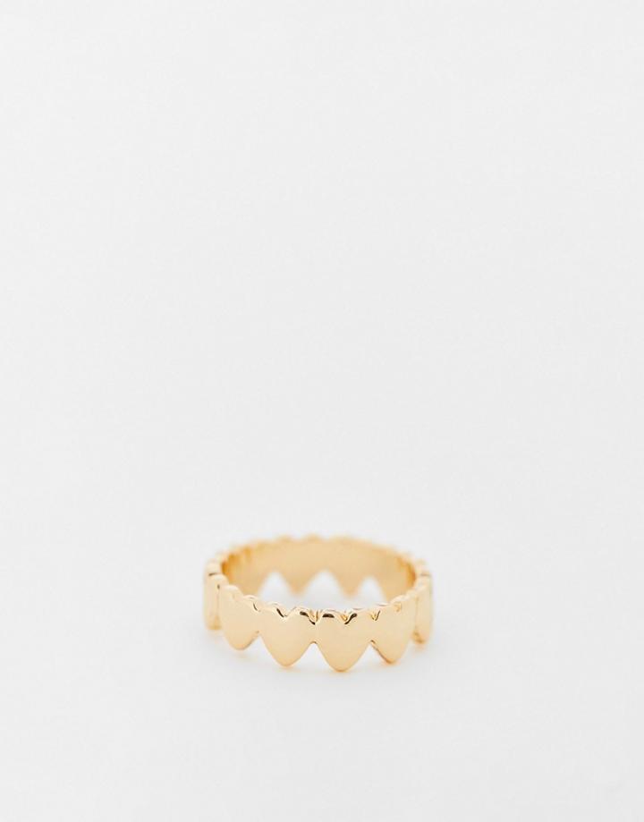 Asos Design Ring With Heart Design In Gold