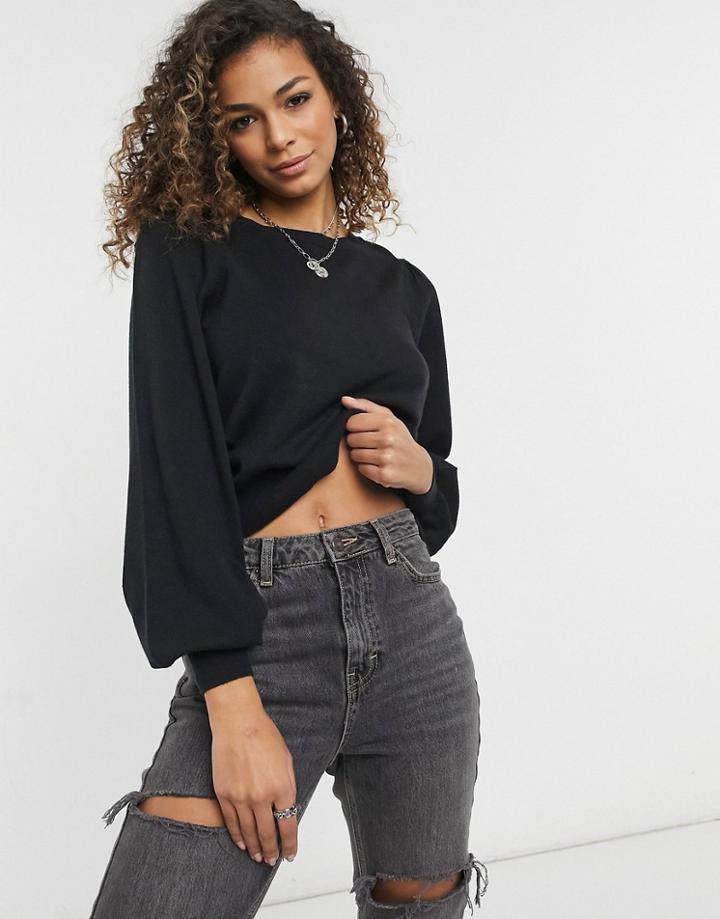 Only Balloon Sleeve Sweater In Black