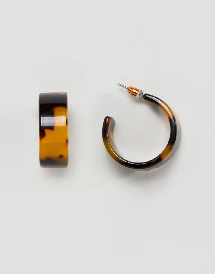 Asos Design Thick Tortoiseshell Hoop Earrings - Multi