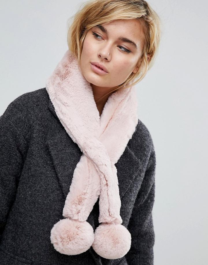 Ted Baker Pom Pom Faux Fur Scarf - Pink