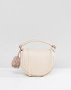 Asos Leather Minimal Saddle Bag - Cream