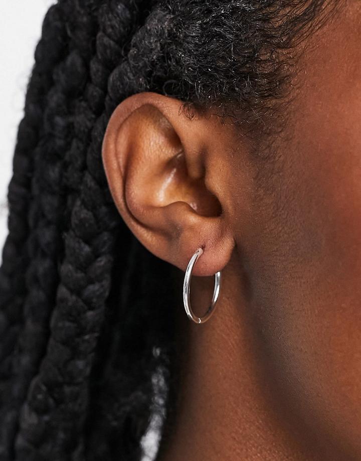 Asos Design Silver Plated 20mm Hinge Hoop Earrings
