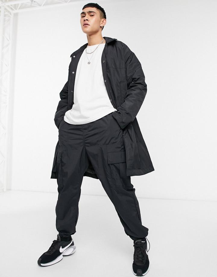Asos Design Oversized Trench Coat In Black