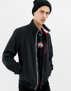 Tommy Jeans Bomber Jacket With Icon Stripe Full Zip Detail And Logo In Black - Black