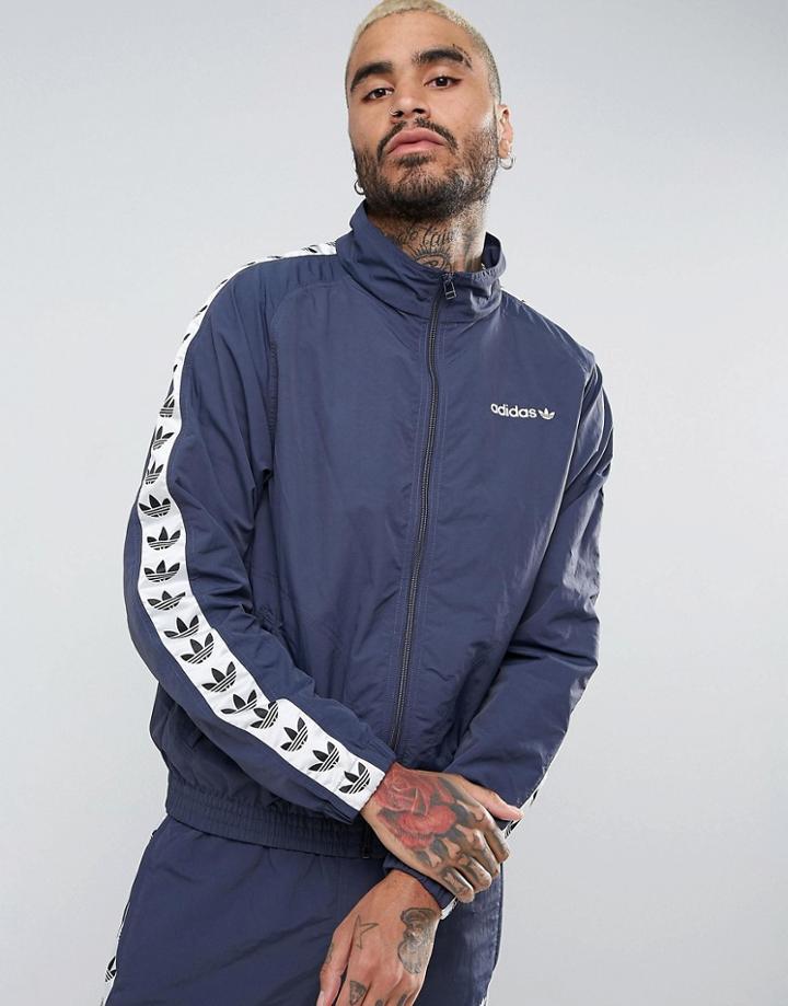 Adidas Originals Adicolor Tnt Tape Wind Track Jacket In Blue Br2277 - Blue