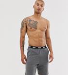 Asos Design Lounge Pyjama Shorts In Charcoal Marl With Branded Waistband