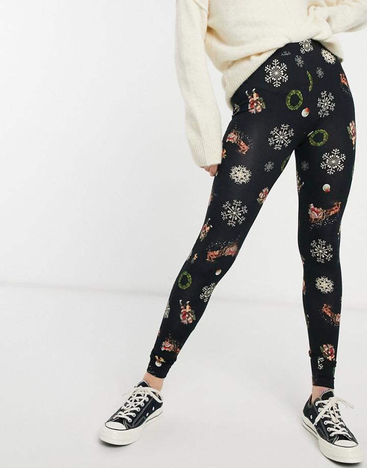 Asos Design Legging In Christmas Print-multi