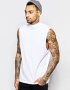 Asos Sleeveless T-shirt With Turtleneck In White - White