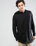 Asos Oversized Knitted Hoodie In Black - Black