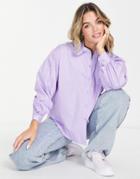 Miss Selfridge Frill Collar Poplin Shirt In Lilac-purple