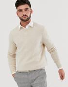 Asos Design Lambswool Sweater In Oatmeal