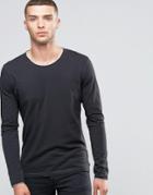 Sisley Long Sleeve T-shirt With Raw Neck - Gray