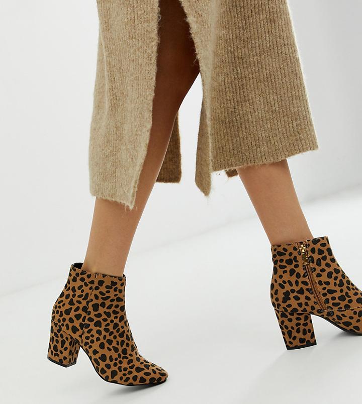 New Look Block Heel Boot In Cheetah Print