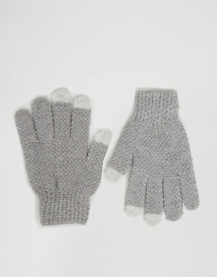 7x Textured Gloves With Touch Screen In Gray - Gray