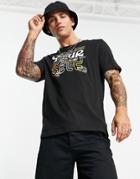 Puma Graphic T-shirt With Back Print In Black