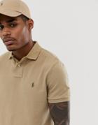 Polo Ralph Lauren Player Logo Pique Polo Custom Regular Fit In Beige