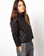 Asos Quilted Sweatshirt With Padded High Neck - Black