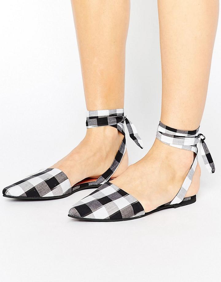 Park Lane Tie Ankle Point Gingham Shoe - Multi