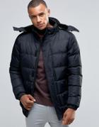 D-struct Padded Faux Fur Lined Hooded Jacket - Black