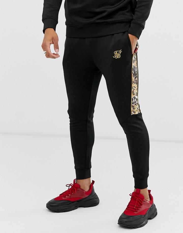 Siksilk X Dani Alves Slim Fit Sweatpants In Black With Side Stripe - Black