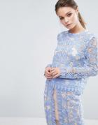 Endless Rose Lace Top Co Ord - Blue