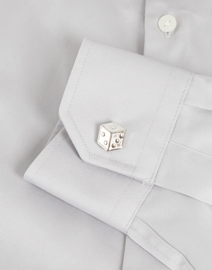 Asos Design Wedding Cufflinks With Dice Design In Silver Tone
