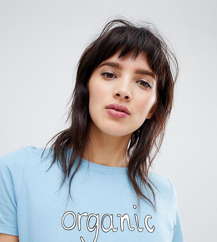 People Tree Organic Cotton T-shirt With Slogan - Blue