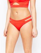 Asos Fuller Bust Exclusive Cut Out Side Bikini Bottom - Red