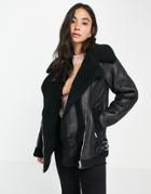 New Look Sherpa Lined Aviator In Black