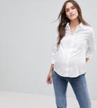 Asos Design Maternity Shirt With 3/4 Sleeve - White