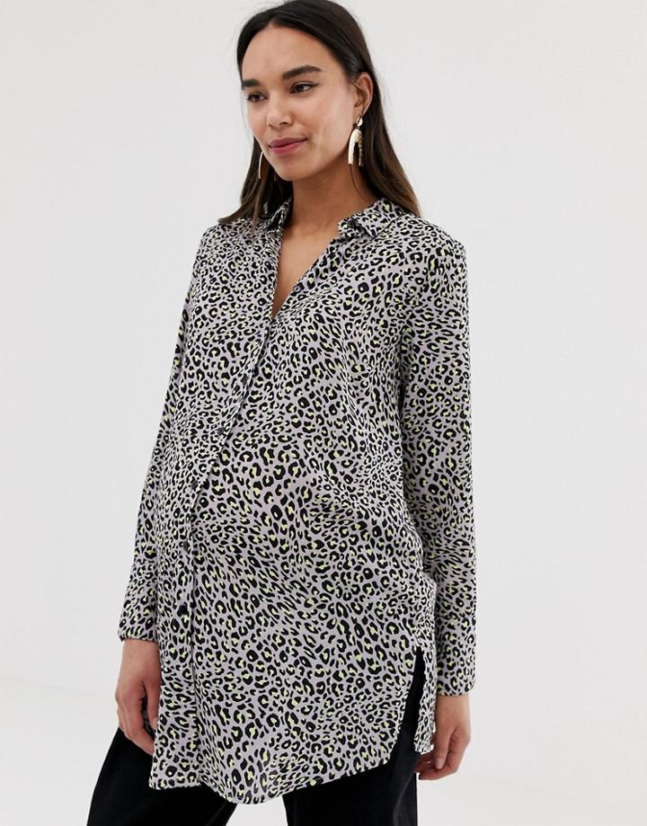 New Look Maternity Shirt In Animal Print - Purple